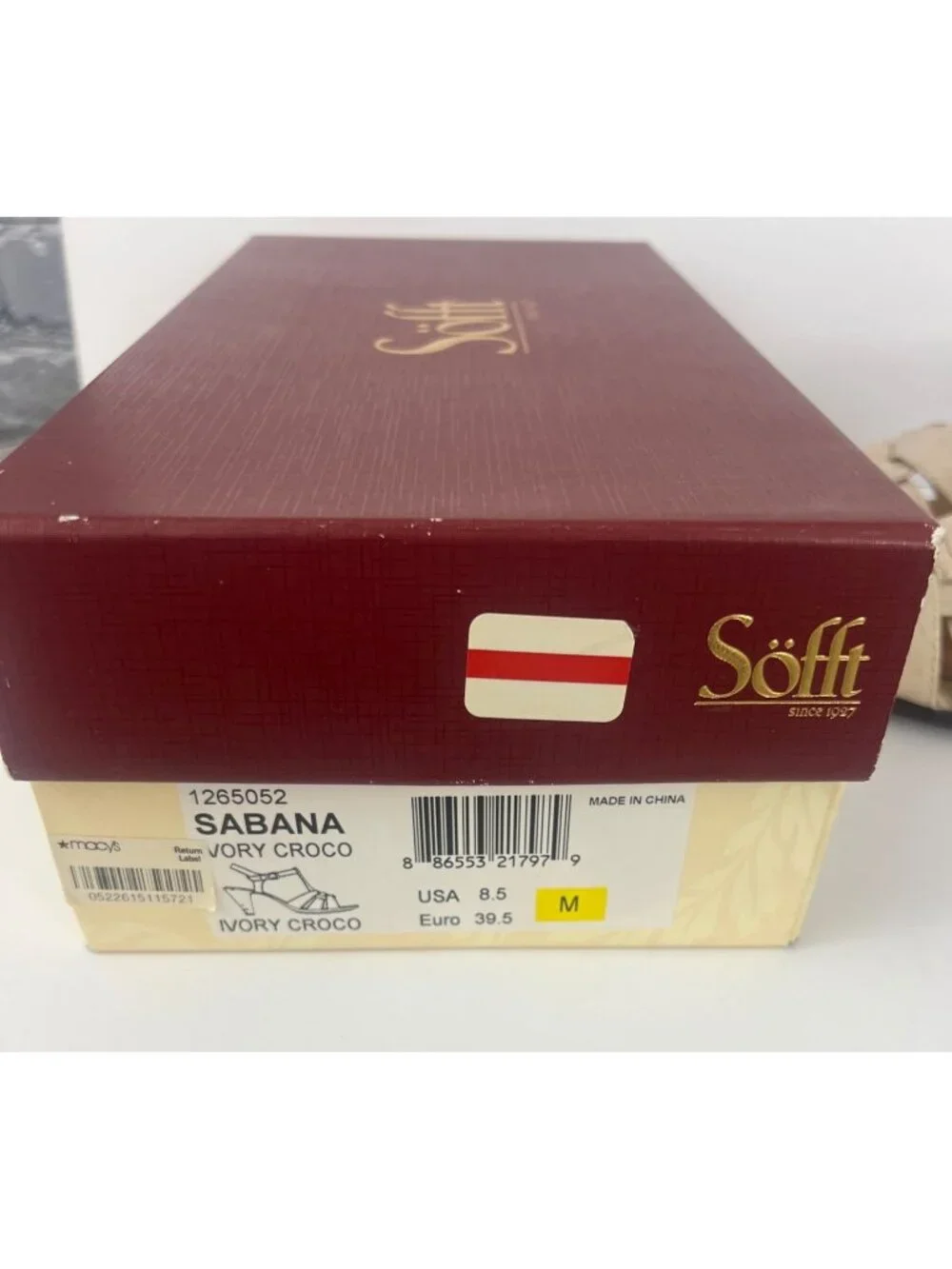 Sofft Sabana Sandals Womens Size 8.5 Ivory Croc Embossed Leather Slingback Heels - Picture 12 of 12